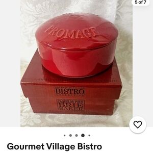 Gourmet Village Bistro Brie/Camembert Baker 2 Piece Porcelain Baking Dish